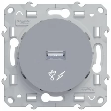 Розетка USB SCHNEIDER ELECTRIC ODACE одиночный разъем, алюминий