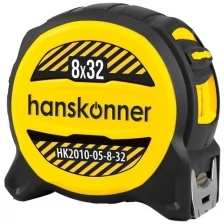 Рулетка HANSKONNER 8x32, 1 стоп, вылет полотна 3.6-3.8м, магнит держит 2кг