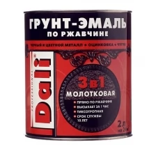 Грунт-эмаль по ржавчине Dali молотковая зеленая 3в1 2 л